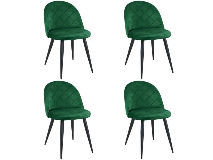 Stuhl Set – 4 Teile Dunkelgrün – Stilvolle gepolsterte Eleganz