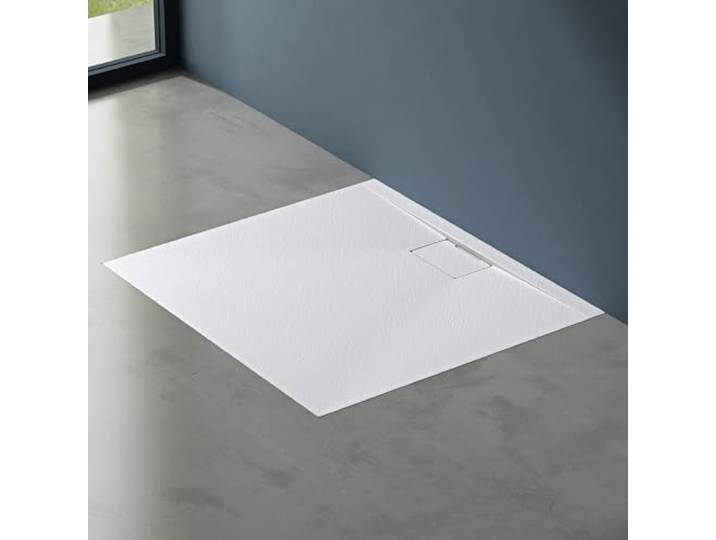 doporro Receveur de Douche Ultra Plat 100x160x3cm Bac à Douche Solid Surface\, Blanc Mat\, Geoma07
