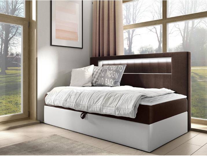MIRJAN24 Boxspringbett Gold Junior 2 (mit Bettkasten und Beleuchtung), mit Bonellfederkern, Härtegrad - H3
