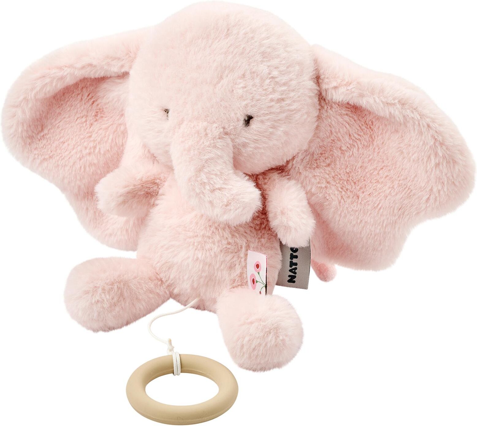 Nattou Peluche musical elefante colección Fan Fan.  (34 X 23 X 9.5 Cm) Rosa claro