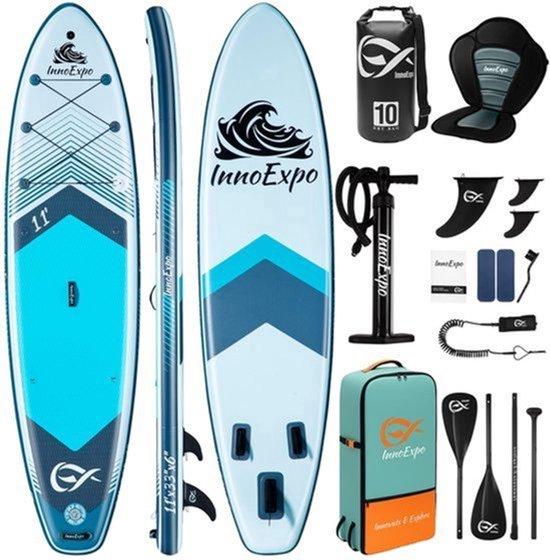 Aufblasbares SUP-Board - 11 Fuß x 33 Zoll x 6 Zoll, Marineblau - Zweischichtiges PVC - Rutschfeste Komfortoberfläche - Inklusive Zubehör
