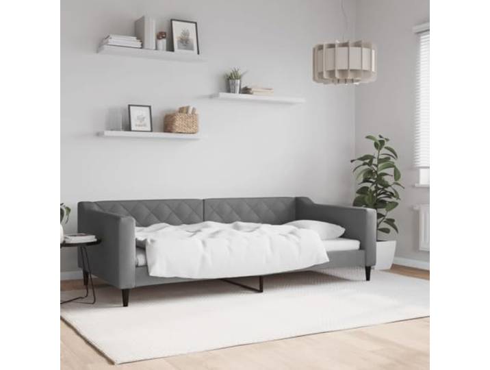 WDGJJFECNMUEHI 2 in 1 Sofa Bett Schlafsofa Stoff grau 100x200 cm Tagesbett Dunkelgrau 100x200 cm Stoff 2-in-1 Schlafsofa mit Lattenrost Metallgestell für Wohnzimmer Gästezimmer, Modernes
