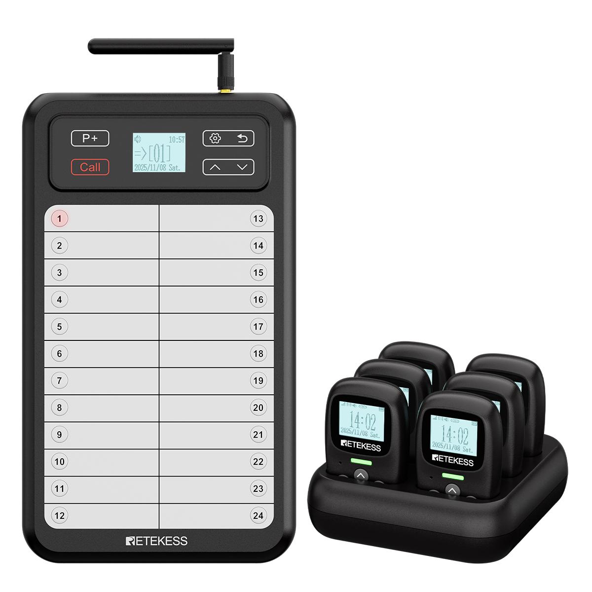 Retekess TD037 Restaurant Pager System, Küchenrufsystem, 800m Reichweite, 48 Stunden Dauerbetrieb, Schutzart IP54, 7 Alarmmodi, für Sternerestaurants
