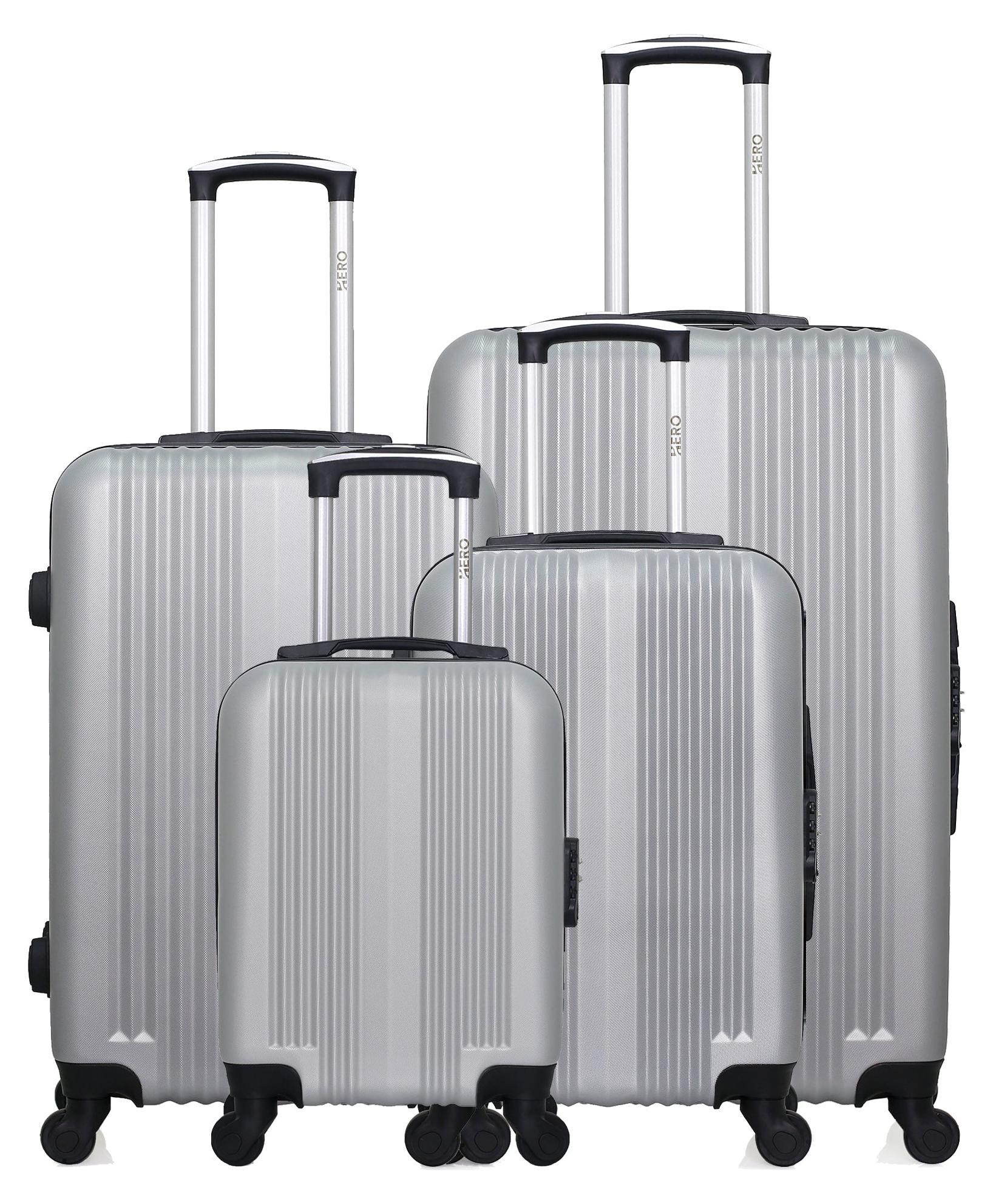 HERO - 4er-Set - Großer Koffer, Wochenendkoffer, Handgepäckkoffer, Handgepäckkoffer XXS LIPARI