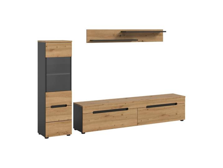 Wohnwand Canu Eiche Artisan/Basalt Grau