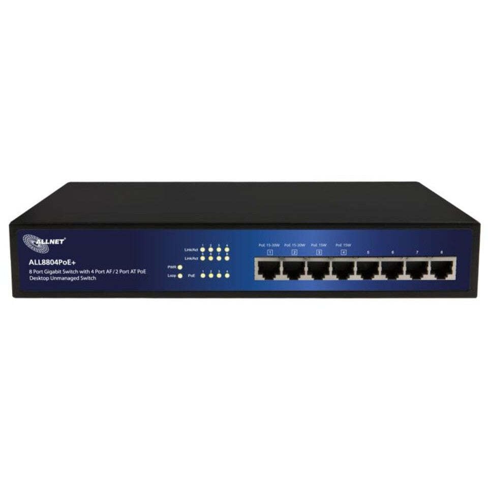 ALLNET ALL8804PoE+ 8-poorts PoE+ Switch