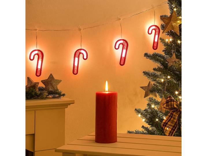 LED Lichtervorhang Zuckerstange, 100 x 58 cm