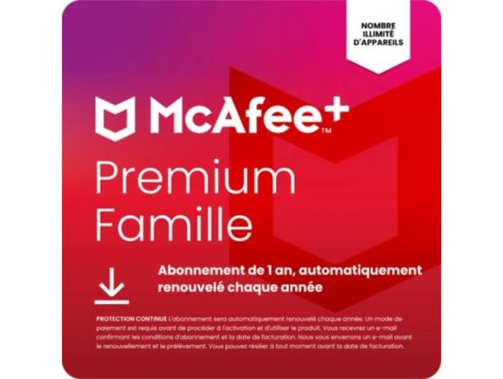 Mcafee - Logiciel Antivirus Et Optimisation + Premium Family 1 An