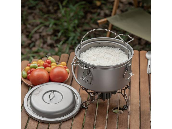 Cuiseur à riz de Camping Voyage sans limites, Pot en titane, cuiseur multifonctionnel pour la randonnée, l'extérieur et les voyages