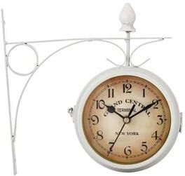 Uplift Picks Vintage Double Sided Wall Clock Retro Metal Train Station Style white A
