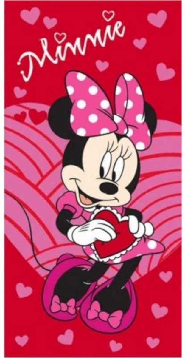 Disney Minnie Mouse strandlaken en badhanddoek - Rood/Roze - 140 x 70 cm