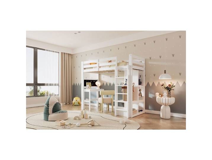 Lit mezzanine 90x200 avec bureau et tableau noir EVRYAE
