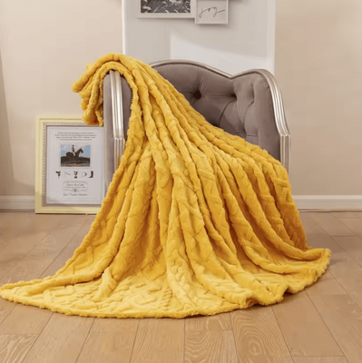 Inspire Curations Thick Sherpa Fleece Throw Blanket turmeric 180x200cm