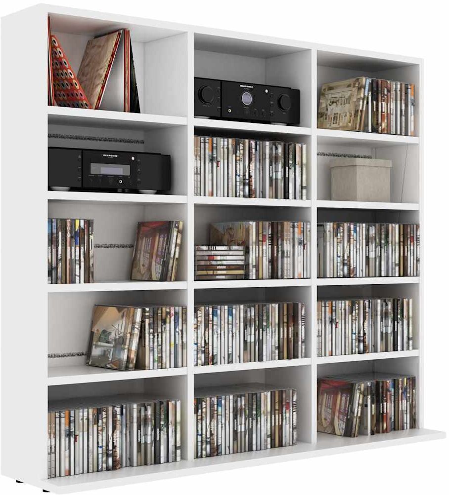 vidaXL Armoire à CD Blanc 100x23x89,5 cm Bois d’ingénierie