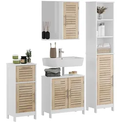 Vicco, Badmöbelset, Badmöbel-Set Looma, Weiss/Eiche/Weiss, 4 Teile