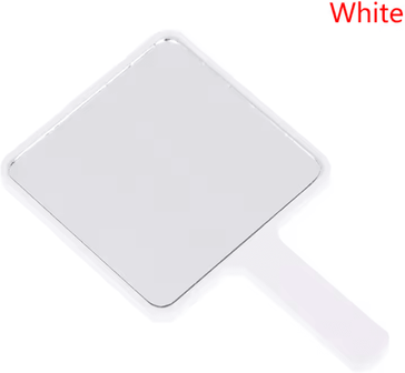 Inspire Curations Square Handheld Makeup Mirror With Handle For Salon And Travel white