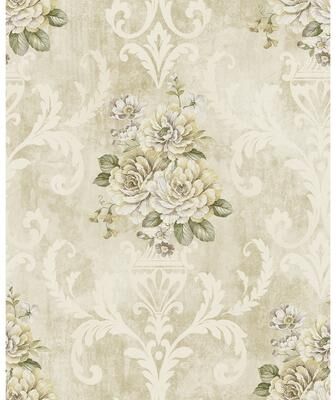 Seabrook Designs Eryn Floral Damask Unpasted Wallpaper