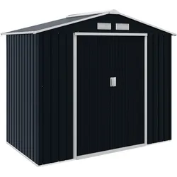 Helloshop26 - Gartenhaus Außenbereich 213 x 130 x 185 cm großer Stauraum Schiebetür industriell modern aus dunkelgrauem Stahl