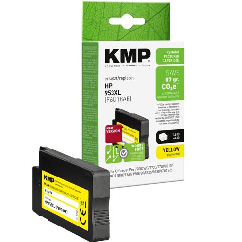 KMP H166YX Tintenpatrone yellow kompatibel mit HP F6U18AE