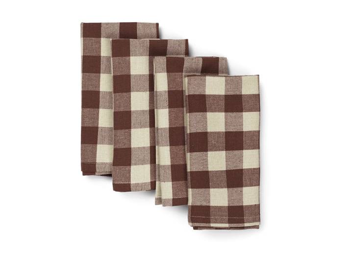 Ferm Living Serviette en coton Bothy Check 40x40 cm Lot de 4 Cinnamon-grey green