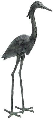Achla Designs Stately Great Blue Heron, 43 Inch Tall, Blue-Grey Verdi Painted Finish