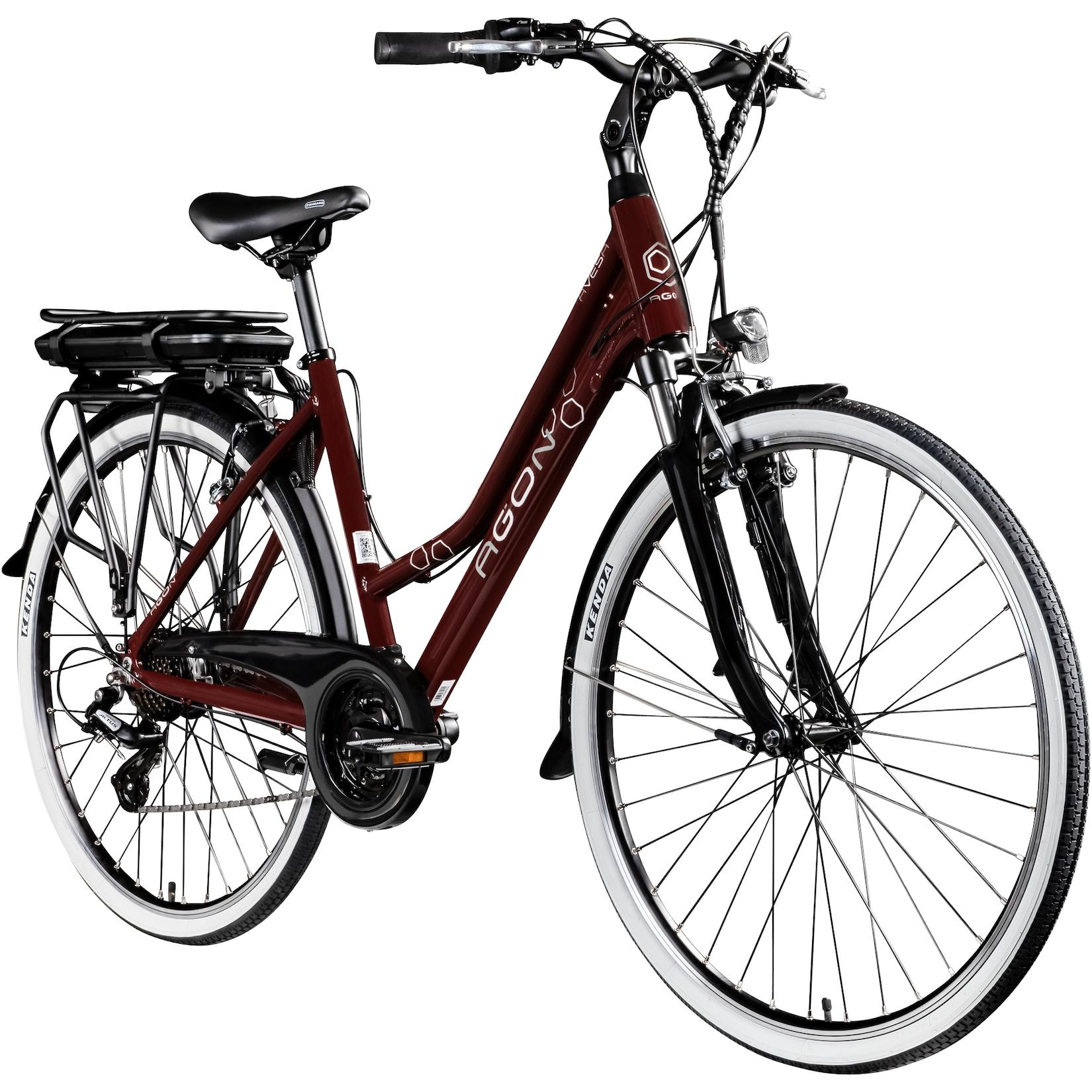 Agon Avesa E Bike Trekkingrad Damen Herren ab 155 cm mit Nabenmotor Pedelec Trekking Fahrrad mit 21 Gang und Beleuchtung StVZO Tiefeinsteiger