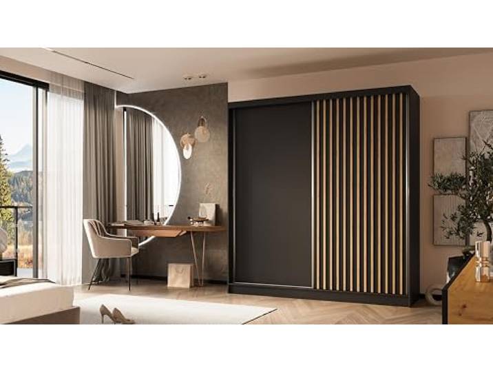ALTDECOR Schwebetürenschrank, Kleiderschrank LABELO - 200x216 Garderobenschrank mit viel Stauraum, Vielseitiger, Schrank