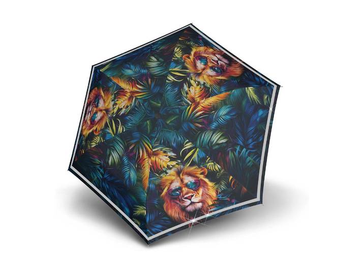 Taschenregenschirm Rookie manuel reflektierend , bunt (braun, dunkelblau), Regenschirme, Taschenregenschirm