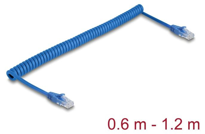 Delock 90197 RJ45 Spiralkabel Cat.6 UTP Stecker naar Stecker 0,6-1,2m