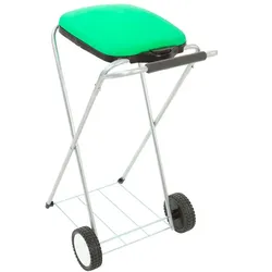 PROREGAL Klassischer Abfallsackständer mit Deckel und Rollen | HxBxT 83x44x56cm | Verzinkte Rohre | Grün
