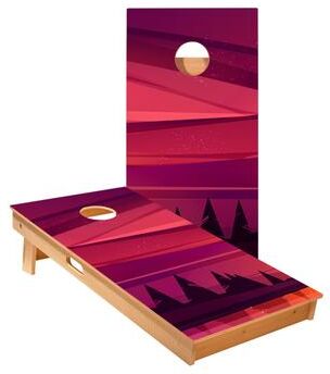 Skip's Garage Red Forest Sunset Cornhole Boards