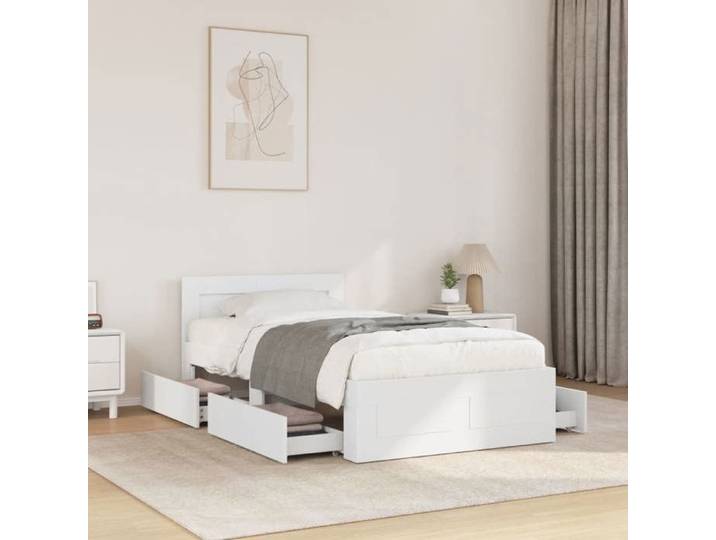 CHIC Lit adulte 1 place - 100x200 cm Structure/Cadre de lit et tête de lit blanc 100x200 cm #Sara40136