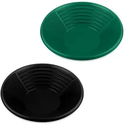 Relaxdays Goldwaschpfanne 2er Set Dunkelgrün,Schwarz