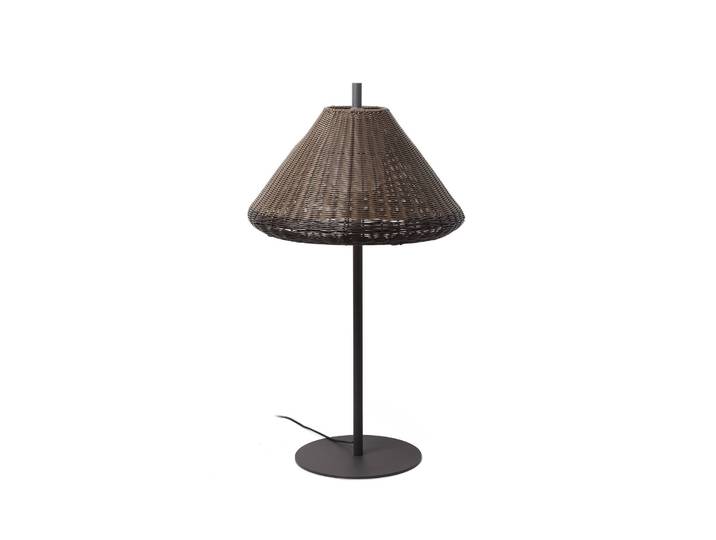 FARO BARCELONA Terrassenlampe Saigon, Schirm in Flechtoptik braun Saigon, braun / rost, Aluminium, Modern