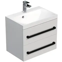 SAT Cube Way Badezimmerschrank mit Waschbecken 60x71x40 cm glanz weiß glanz/matt CUBE2C60ZBL
