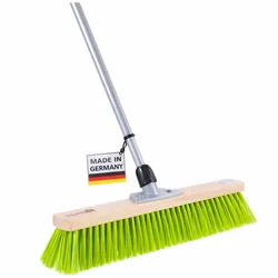 Hochwertiger Straßenbesen 40cm Breit mit Metall-Teleskostiel 200cm Lang neon-grüne Borsten Besen mit Stiel Kunststoffborsten