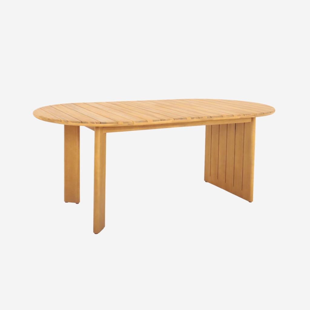 sweeek - Ovaler Gartentisch aus Akazienholz 200cm für 6 Personen - Natur
