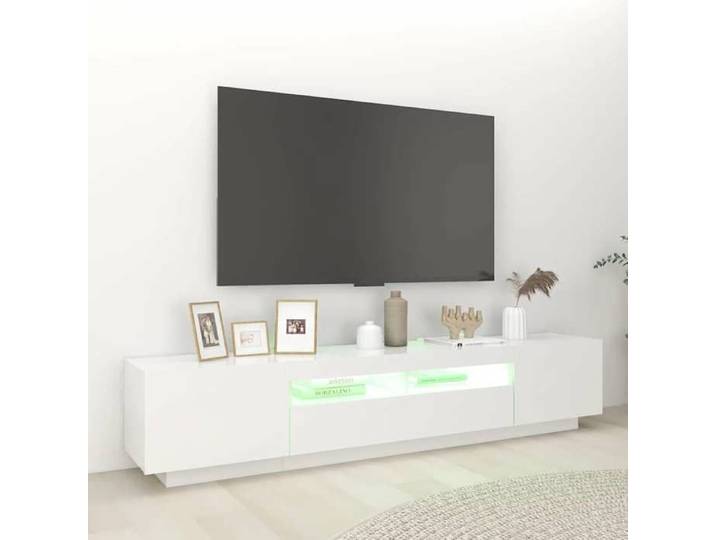 Buffet TV - {1 pièce} - Meuble TV - Cadre fiable - avec lumières LED - Blanc 200 x 35 x 40 cm 34939