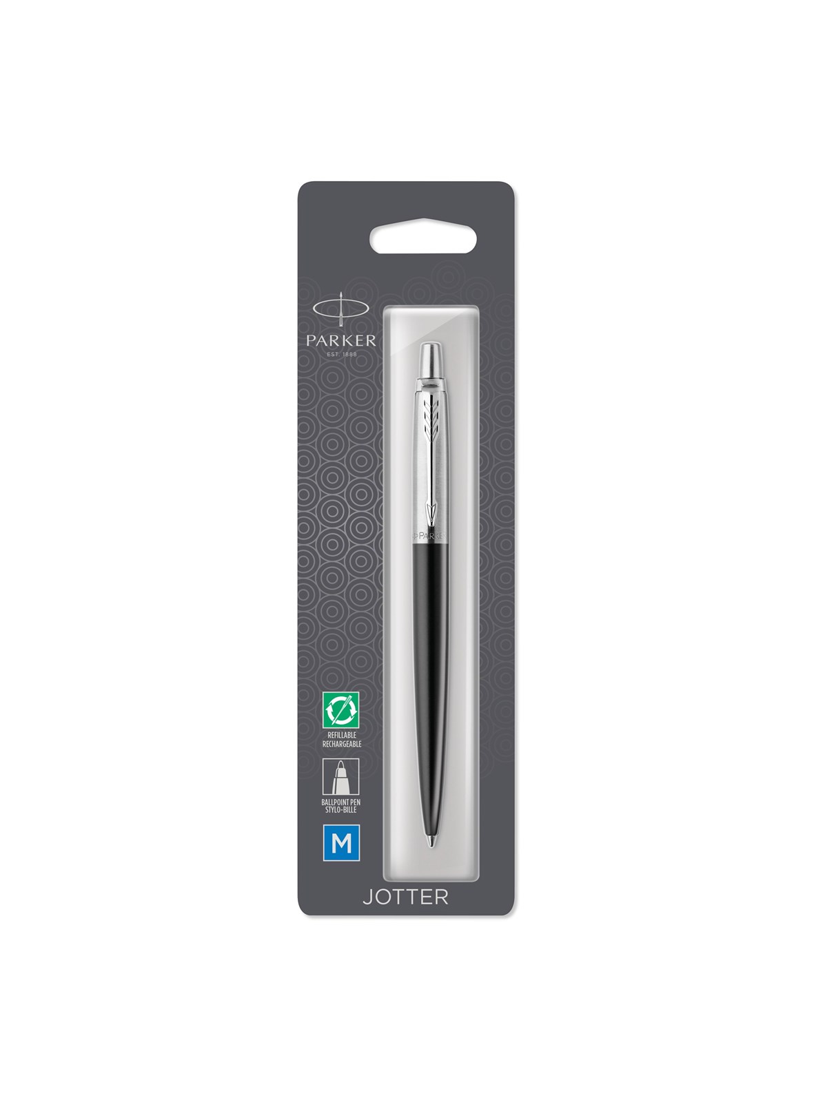 Parker Jotter Kugelschreiber | Bond Street Black | Mittlere Spitze | Blaue Tinte | Blister-Verpackung