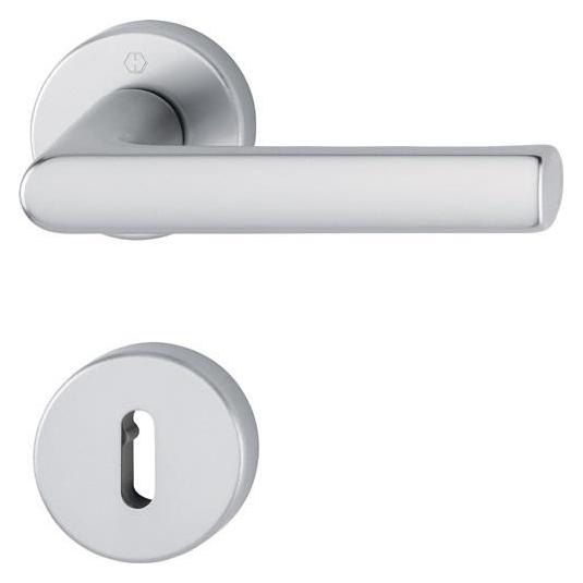 Hoppe Rosettengarnitur Hamburg 1700 / 42KB/42KBS Aluminium F1 rund OB DIN links / rechts D/D (Türgriff) (11907836)