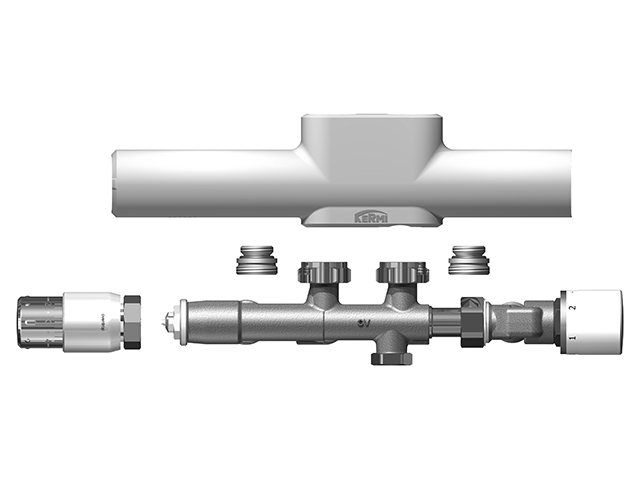 Kermi x-link plus Anschlussgarnitur für FBH, RAL 9016 SG, für Zweirohrsytem, ZV01680001 ZV01680001