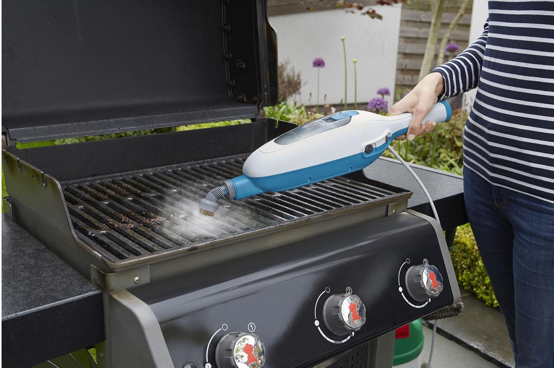 Black & Decker Dampfreiniger BLACK + DECKER "1300 W 10in1 Dampfbesen", weiss (weiß, blau), Mehrzwecksauger, Dampfreiniger weiß, blau Einheitsgröße