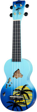 Mahalo Hawaii Blue Ukulele Bleu avec graphisme hawaïen