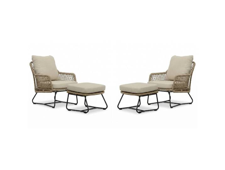 Gianna lounge balkonset 2 personen touw + aluminium Sahara Dust 4-delig