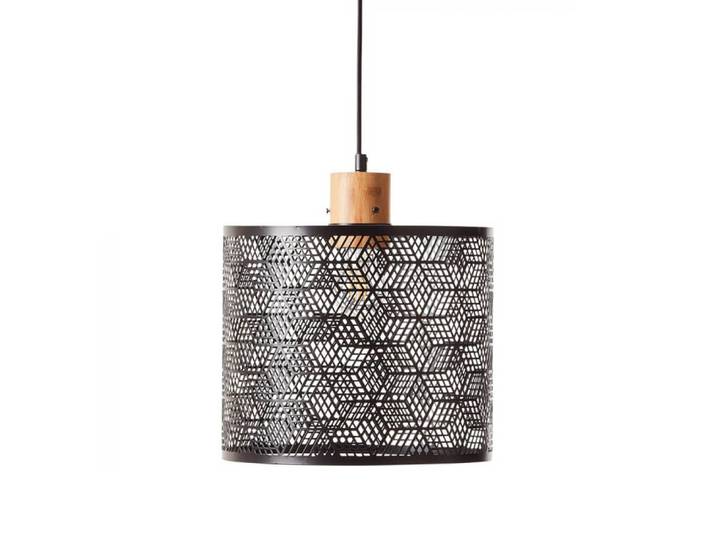 Hanglamp Santy 29cm zwart met hout Brilliant - 99395/76