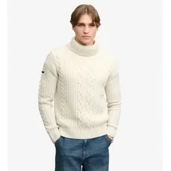 Superdry für Herren. M6110772A Jacob Strickpullover mit Zopfmuster in Beige (L), Lässig, Wolle
