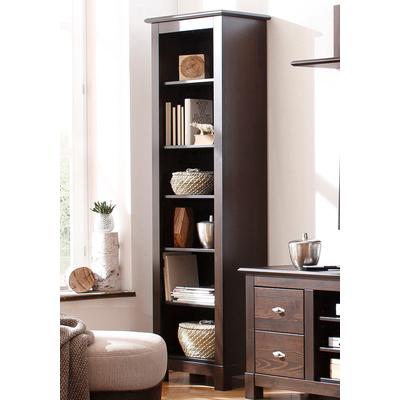 Standregal OTTO HOME "Rauna Bücherregal mit 5 teilweise verstellbaren Einlegeböden", braun (dunkelbraun), B:57,4cm H:180cm T:38cm, Regale, Standregal, aus massiver Kiefer, 6 Fächer mit einer natürlichen Maserung
