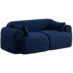 MODFU Zweisitzer-Sofa Cord Dunkelblau mit rundum gepolsterter, abgerundeter Form