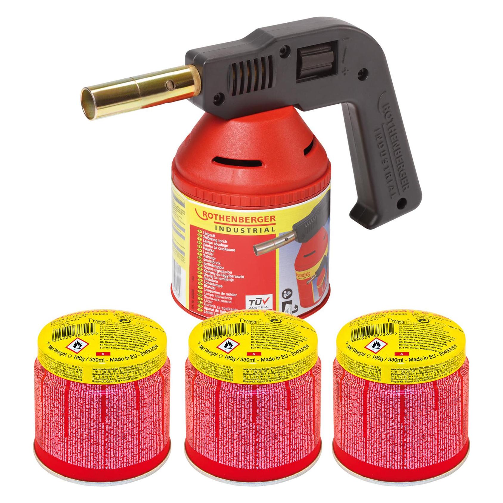 Rothenberger Industrial RoFlame Premium Lötlampe 1.750 °C inkl. 3x C200 Kartusche 330 ml mit ILL Sys (Lötlampe) (1500004630)