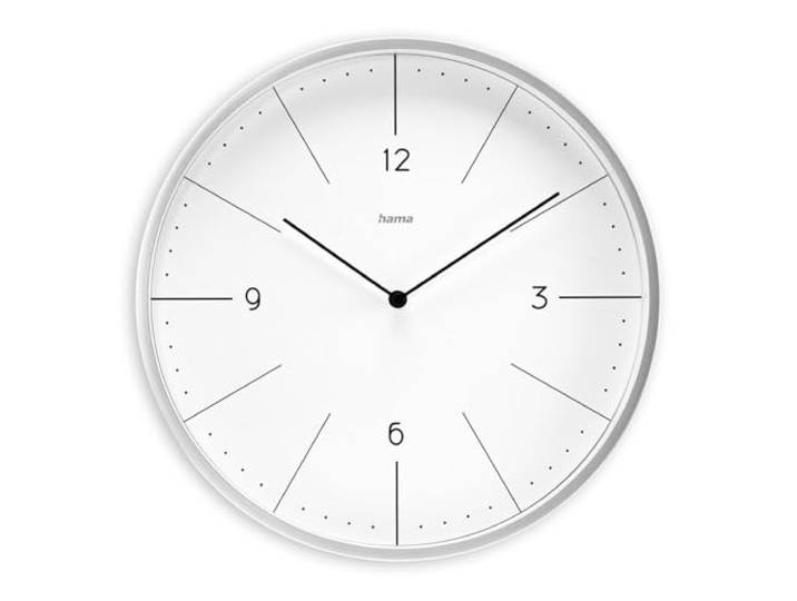 Hama Wanduhr Sardinien, Quarzuhr, ohne Ticken, analog, Ø 30 cm, Grau